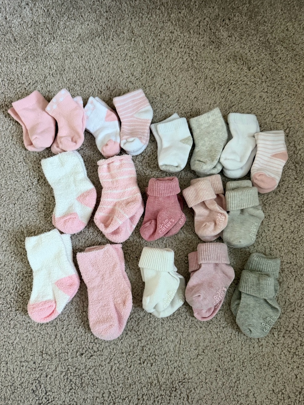 18 Pairs of Carters Baby Socks